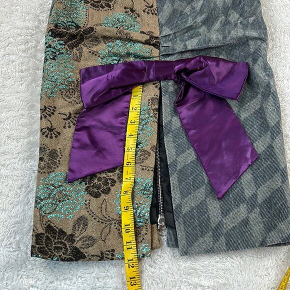 Y2K Custo Barcelona NWT 2006 slash NY zip and glitter pencil skirt, 34 or 0 - Picture 8 of 10